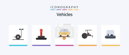 Téléchargez les illustrations : Vehicles Flat 5 Icon Pack Including . vehicles. minus. pedal. transportation. Creative Icons Design - en licence libre de droit