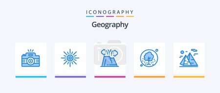 Téléchargez les illustrations : Geo Graphy Blue 5 Icon Pack Including plant. tree. brightness. disaster. volcano. Creative Icons Design - en licence libre de droit