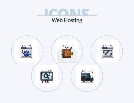 Illustration for Web Hosting Line Filled Icon Pack 5 Icon Design. protection. database. search. ssd. card - Royalty Free Image