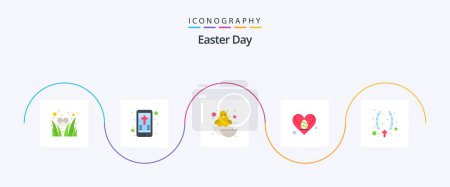 Illustration for Easter Flat 5 Icon Pack Including christian. love. baby. heart. easter - Royalty Free Image