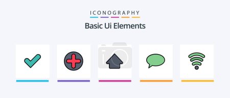 Ilustración de Basic Ui Elements Line Filled 5 Icon Pack Including refresh. social . back. share. start. Creative Icons Design - Imagen libre de derechos