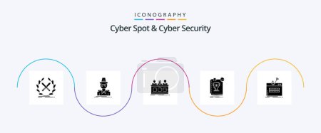 Téléchargez les illustrations : Cyber Spot And Cyber Security Glyph 5 Icon Pack Including leader. book. spy. jury. expert - en licence libre de droit