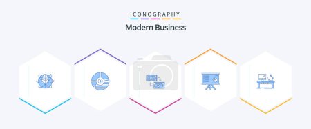 Illustration for Modern Business 25 Blue icon pack including euro. business. analysis. exchange. seo - Royalty Free Image
