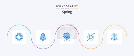 Illustration for Spring Blue 5 Icon Pack Including flower. weather. tree. sunny. spring - Royalty Free Image