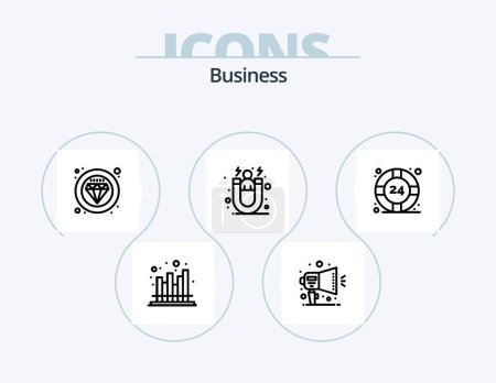 Illustration for Business Line Icon Pack 5 Icon Design. . marketing. timer. finance. invoice - Royalty Free Image