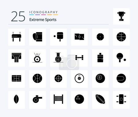 Téléchargez les illustrations : Sport 25 Solid Glyph icon pack including sport. medal. field. sport. target - en licence libre de droit