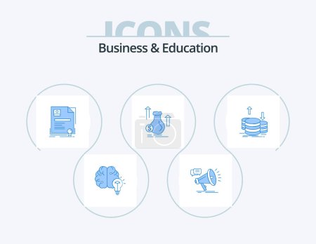 Ilustración de Business And Education Blue Icon Pack 5 Icon Design. dollar. money. promo. certificate. business - Imagen libre de derechos