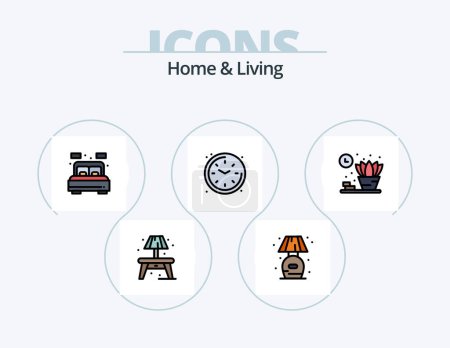 Illustration for Home And Living Line Filled Icon Pack 5 Icon Design. bookshelf. home. home. shelf. living - Royalty Free Image