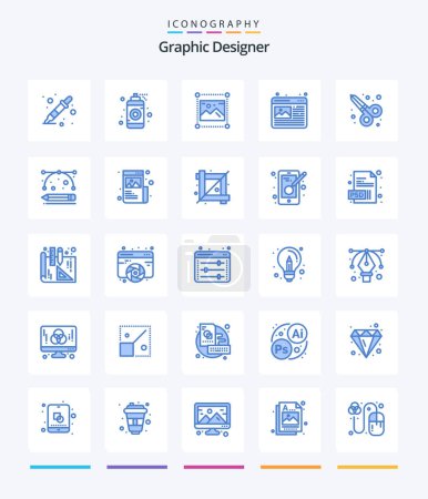 Illustration for Creative Graphic Designer 25 Blue icon pack  Such As graphic design. image. design. design. image - Royalty Free Image