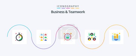 Illustration for Business And Teamwork Flat 5 Icon Pack Including . money. target. coins. team work - Royalty Free Image