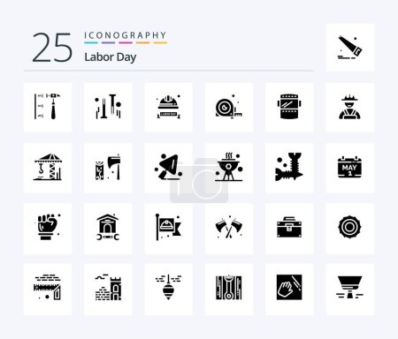 Illustration for Labor Day 25 Solid Glyph icon pack including angle . hardware. industrial helmet. hard hat - Royalty Free Image