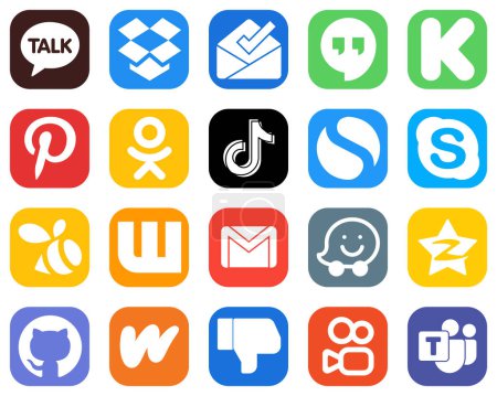 Téléchargez les illustrations : 20 Simple Social Media Icônes telles que wattpad. discuter. icônes tiktok et skype. Collection d'icônes dégradées - en licence libre de droit