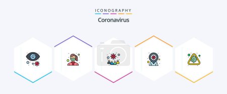 Illustration for Coronavirus 25 FilledLine icon pack including alert. covid infection place. wear. coronavirus. transmission - Royalty Free Image