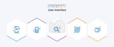 Illustration for User Interface 25 Blue icon pack including . . zoom. tea. cup - Royalty Free Image