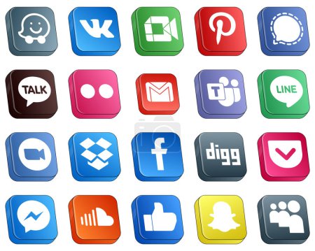 Téléchargez les illustrations : Isometric 3D Social Media Icon Set 20 icons such as line. microsoft team. mail and gmail icons. Elegant and high-resolution - en licence libre de droit