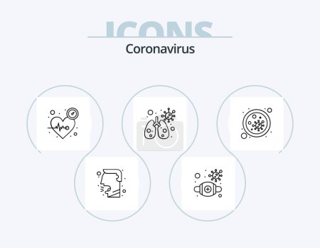 Ilustración de Coronavirus Line Icon Pack 5 Icon Design. health care. man. virus. healthcare. time - Imagen libre de derechos