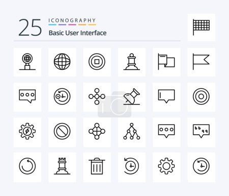 Ilustración de Paquete de iconos Basic de 25 líneas incluyendo soporte. Reloj. Imagínate. Mensaje. burbuja - Imagen libre de derechos