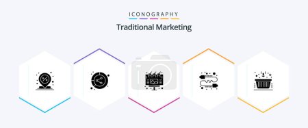 Illustration for Traditional Marketing 25 Glyph icon pack including gossip. communication. lead. buzz. billboard - Royalty Free Image