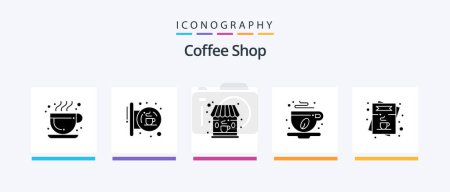 Ilustración de Coffee Shop Glyph 5 Icon Pack Including list. cafe. cafe. leaf. cafe. Creative Icons Design - Imagen libre de derechos