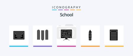 Illustration for School Glyph 5 Icon Pack Including . education. study. book. pencil. Creative Icons Design - Royalty Free Image