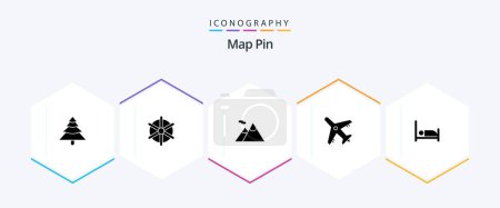 Illustration for Map Pin 25 Glyph icon pack including . patient. mountain. bed. vacation - Royalty Free Image