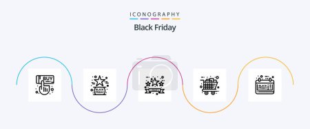 Téléchargez les illustrations : Black Friday Line 5 Icon Pack Including shopping. buy. star. black friday. sale tag - en licence libre de droit