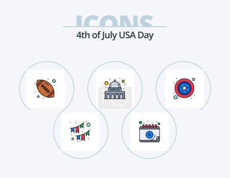 Ilustración de Usa Line Filled Icon Pack 5 Icon Design. Un día. globos. magdalena. Sabelotodo. madison - Imagen libre de derechos