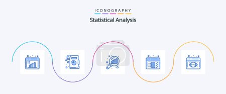 Illustration for Statistical Analysis Blue 5 Icon Pack Including . data analysis. graph magnifying. analytics monitoring. optimize - Royalty Free Image
