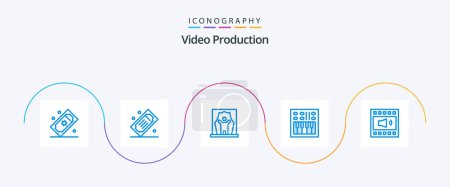 Illustration for Video Production Blue 5 Icon Pack Including . film artist. volume. open volume - Royalty Free Image