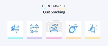 Illustration for Quit Smoking Blue 5 Icon Pack Including watch. cigarette. dangerous. smoking. out. Creative Icons Design - Royalty Free Image