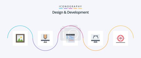 Illustration for Design and Development Flat 5 Icon Pack Including development. bezier tool. development. source. development - Royalty Free Image