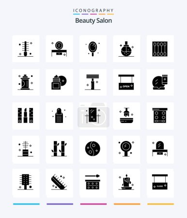 Téléchargez les illustrations : Creative Beauty Salon 25 Glyph Solid Black icon pack  Such As health. care. lowboy table. beauty. mirror - en licence libre de droit