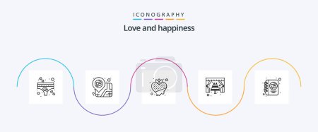 Illustration for Love Line 5 Icon Pack Including diary. romantic. food. arch. heart - Royalty Free Image