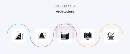 Téléchargez les illustrations : Architecture Glyph 5 Icon Pack Including computer. 3d. construction. print. drawing - en licence libre de droit