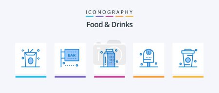 Illustration for Food and Drinks Blue 5 Icon Pack Including kitchen. done. science and computing. and. meal. Creative Icons Design - Royalty Free Image