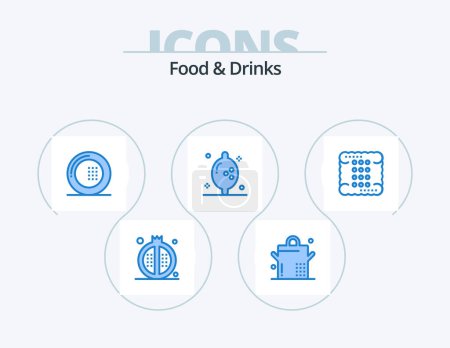 Ilustración de Comida y Bebidas Blue Icon Pack 5 Icon Design. Bebidas. Galleta. Bebidas. Limón. alimentos - Imagen libre de derechos