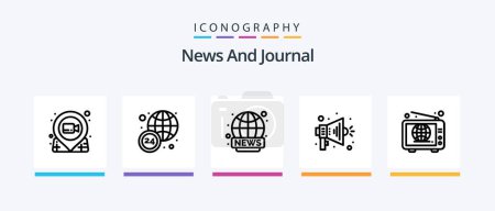 Illustration for News Line 5 Icon Pack Including news. time. pushpin. international. news. Creative Icons Design - Royalty Free Image
