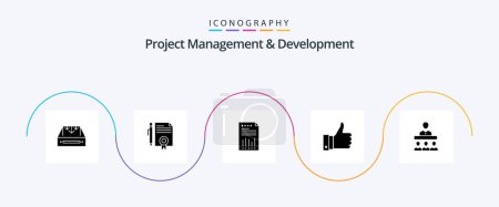 Illustration for Project Management And Development Glyph 5 Icon Pack Including report. graph. document. financial. business - Royalty Free Image