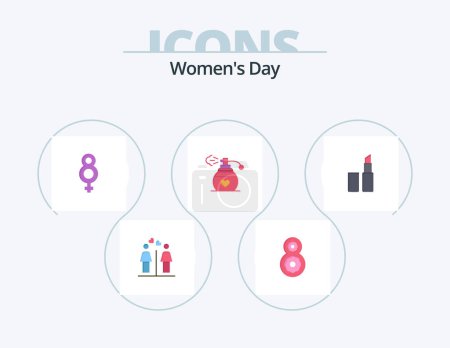 Ilustración de Womens Day Flat Icon Pack 5 Icon Design. day. women. flower. female. eight - Imagen libre de derechos