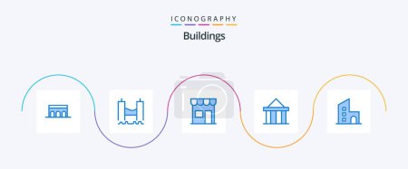 Téléchargez les illustrations : Buildings Blue 5 Icon Pack Including columns. acropolis. industrial. shop. marketplace - en licence libre de droit