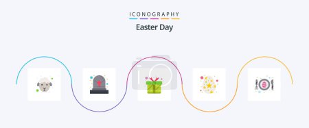 Téléchargez les illustrations : Easter Flat 5 Icon Pack Including plate. egg. present. star egg. egg - en licence libre de droit