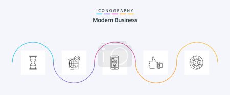 Illustration for Modern Business Line 5 Icon Pack Including business. smartphone. global. pointer. navigation - Royalty Free Image