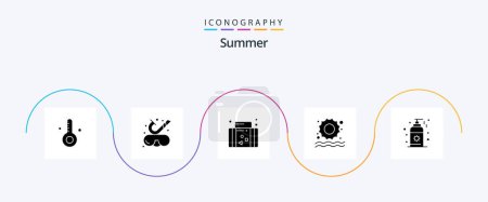 Ilustración de Paquete de iconos de Summer Glyph 5 que incluye protector solar. nadando. vacaciones. sol. vacaciones - Imagen libre de derechos
