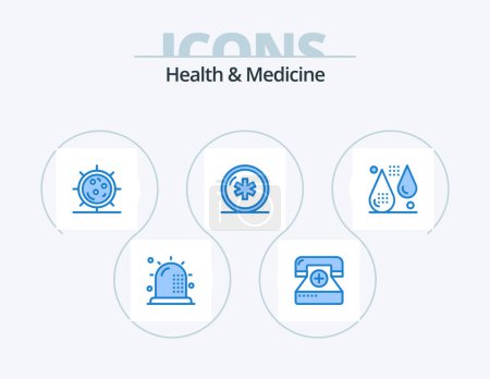 Téléchargez les illustrations : Health and Medicine Blue Icon Pack 5 Icon Design. healthcare. ambulance. form. medicine. form - en licence libre de droit