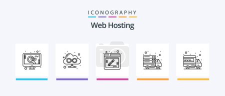 Illustration for Web Hosting Line 5 Icon Pack Including world. online. home page. ecommerce. panel. Creative Icons Design - Royalty Free Image