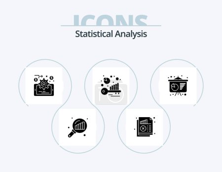 Illustration for Statistical Analysis Glyph Icon Pack 5 Icon Design. conference poster. keyword analysis. statistics. keyword. benchmark - Royalty Free Image