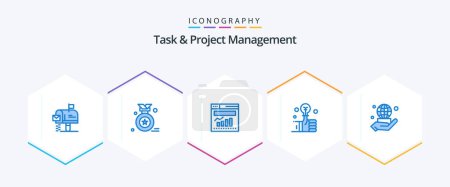 Illustration for Task And Project Management 25 Blue icon pack including business. hand. graph. smart. hand - Royalty Free Image