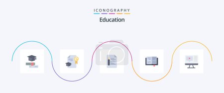 Illustration for Education Flat 5 Icon Pack Including video. computer. file. knowledge. book - Royalty Free Image