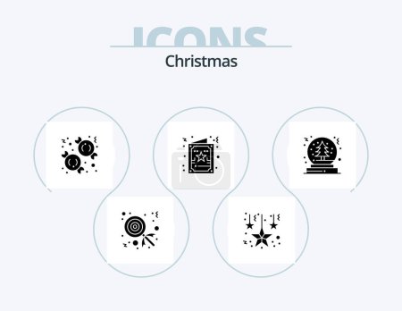Ilustración de Christmas Glyph Icon Pack 5 Icon Design. tree. snow. dessert. christmas. greeting - Imagen libre de derechos