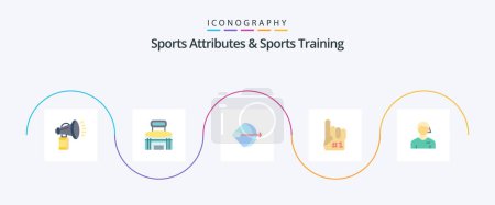 Illustration for Sports Atributes And Sports Training Flat 5 Icon Pack Including foam. fanatic. sport. shoot. arrow - Royalty Free Image
